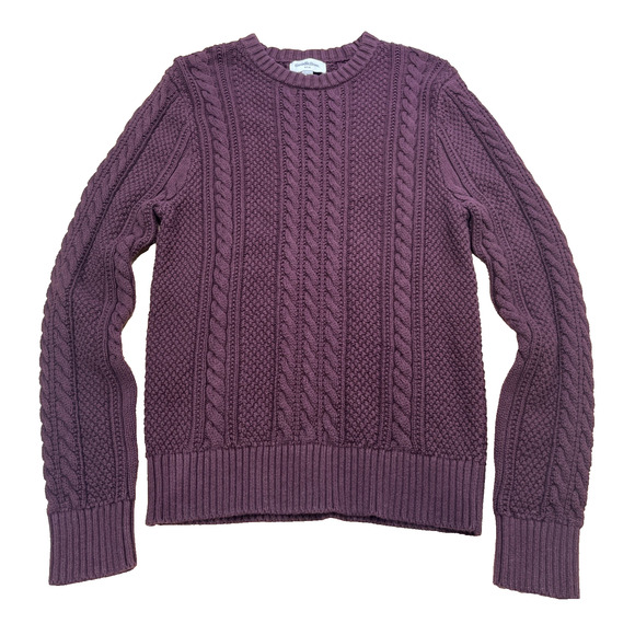 Goodfellow & Co. Chunky Cable Knit Fisherman Sweater Men’s Small Burgundy Heavy - Picture 1 of 10